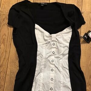 BCX Black and White Blouse